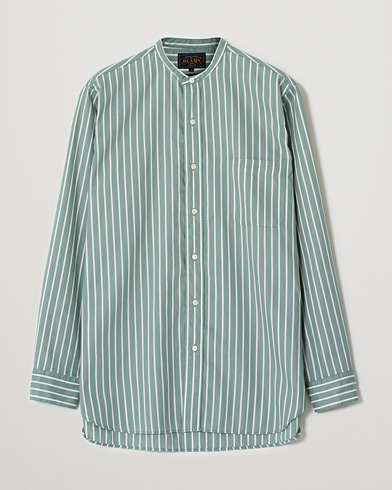 Herr | Care of Carl Pre-owned | Pre-owned | BEAMS PLUS Band Collar Striped Shirt Green/White S
