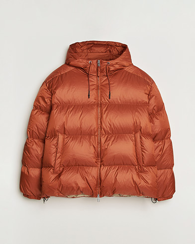 Pre-owned GANT Shiny Puffer Hooded Jacket Rust XL – Röd