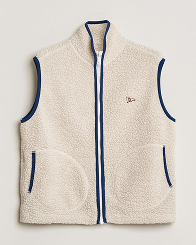 Pre-owned Drake's Zip Through Fleece Vest Ecru S – Vit