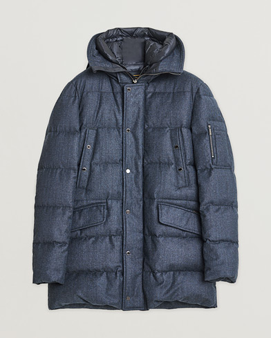 Pre-owned MooRER Grima Flannel Wool Padded Parka Navy 50 – Blå