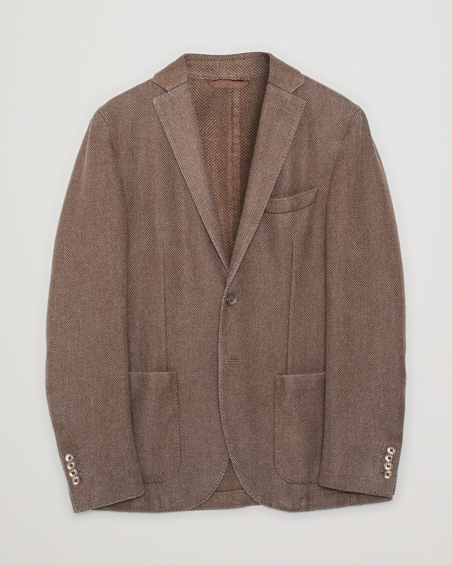 Pre-owned L.B.M. 1911 Herringbone Wool Blazer Brown 50 – Brun
