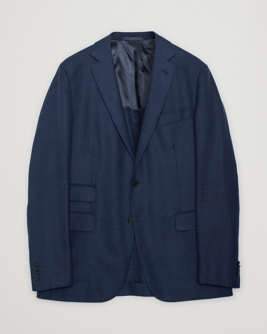 Pre-owned Caruso Wool Hopsack Blazer Navy 52 – Blå