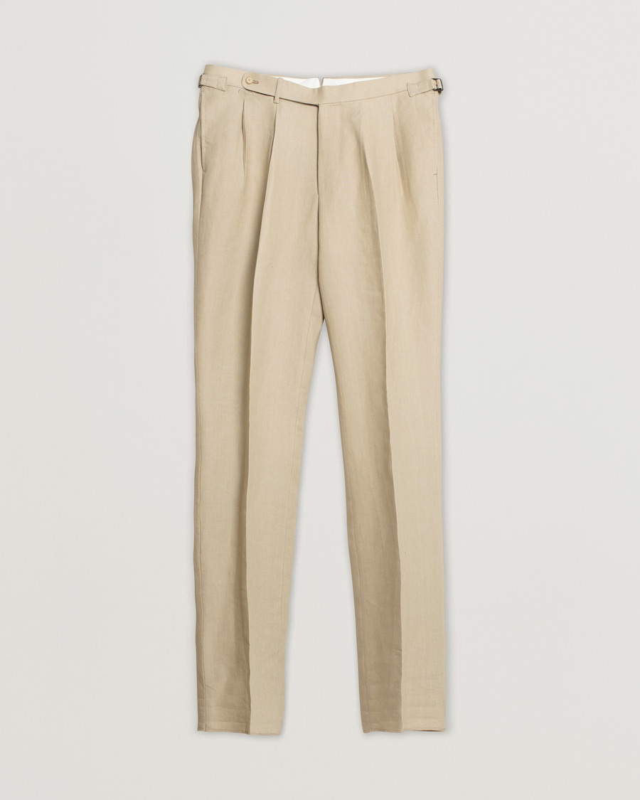 Herr | Pre-owned Spring & Summer | Pre-owned | Beams F Pleated Linen Trousers Beige
