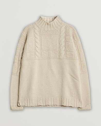 Herr | Pre-owned | Polo Ralph Lauren Wool Knitted Aran Rollneck Cream