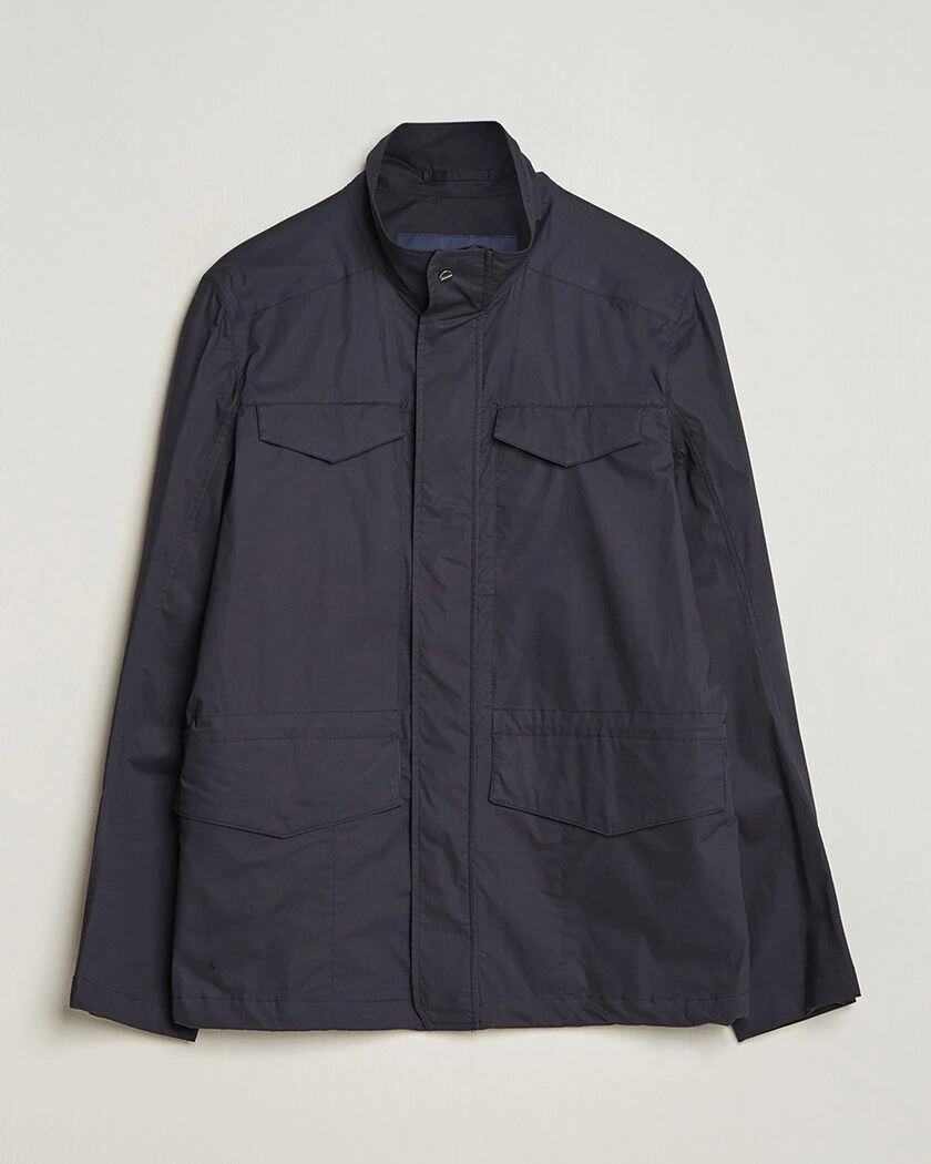 Pre-owned Herno Lightwieght Cotton Field Jacket Navy 50 – Blå