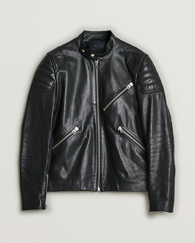Pre-owned Acne Studios Oliver Leather Jacket Black 48 – Svart