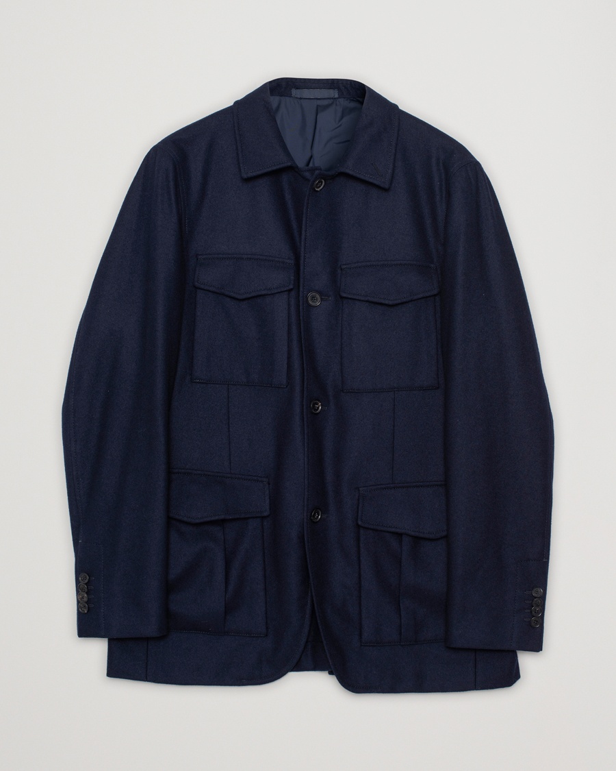 Pre-owned Caruso Safari Wool Jacket Navy 50 – Blå