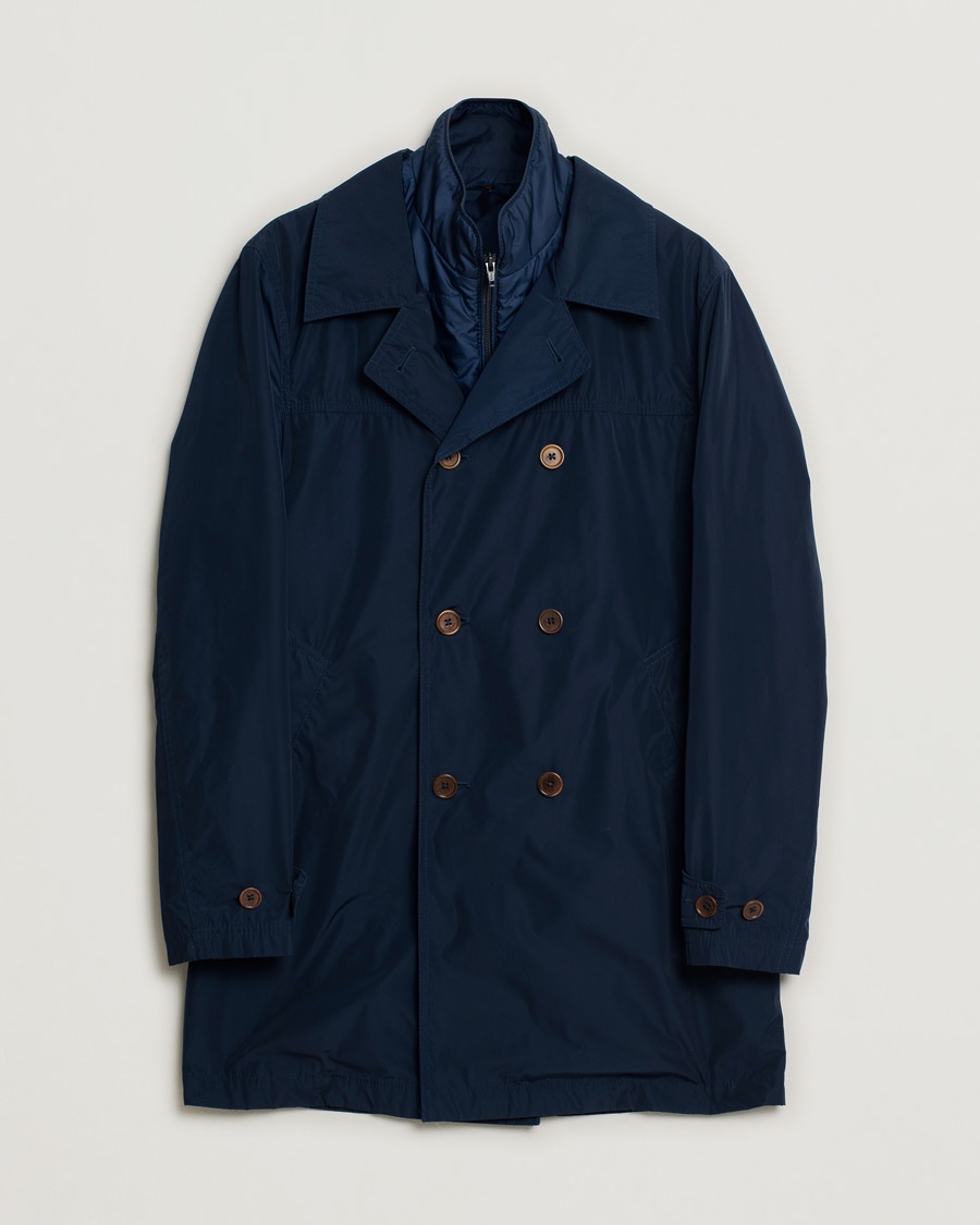 Pre-owned Morris Heritage Double Breasted Nylon Coat Navy 46 – Blå
