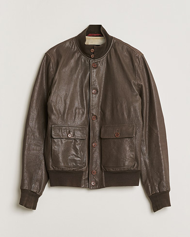 Pre-owned Stewart Calf Bomber Jacket Dark Brown L