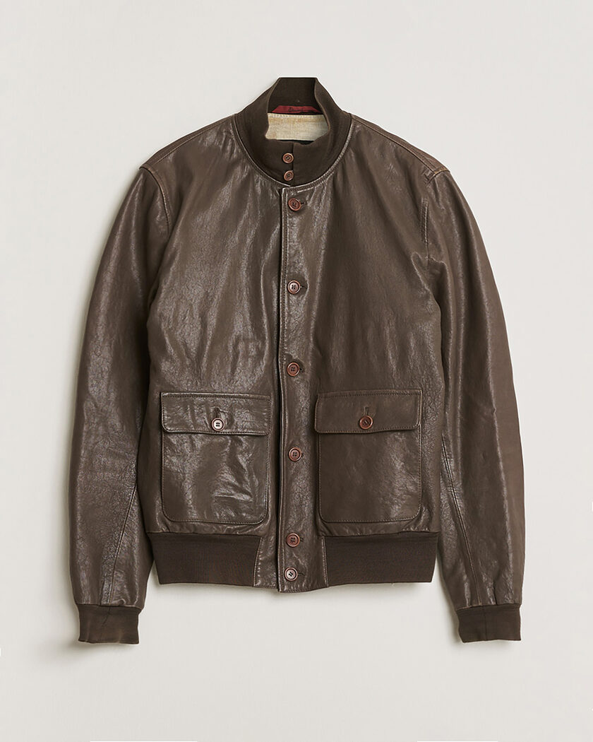 Pre-owned Stewart Calf Bomber Jacket Dark Brown L