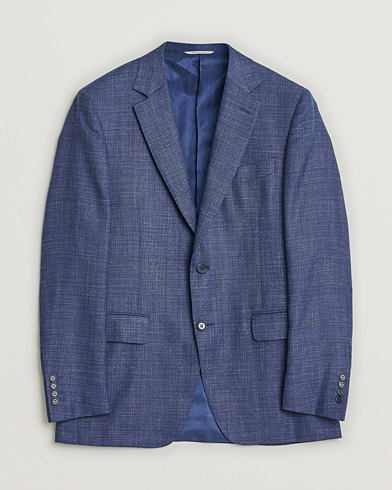 Pre-owned Canali Wool, Silk & Linen Blazer Navy Melange 48 – Blå