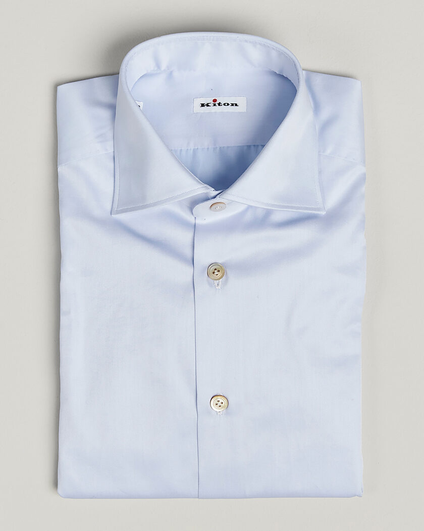 Pre-owned Kiton Cotton Dress Shirt Light Blue 38 - S – Blå