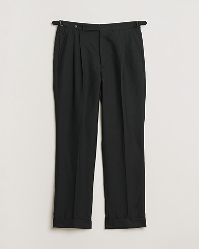Pre-owned Berg&Berg High Waisted Double Pleated Wool Trousers Black 52 – Svart