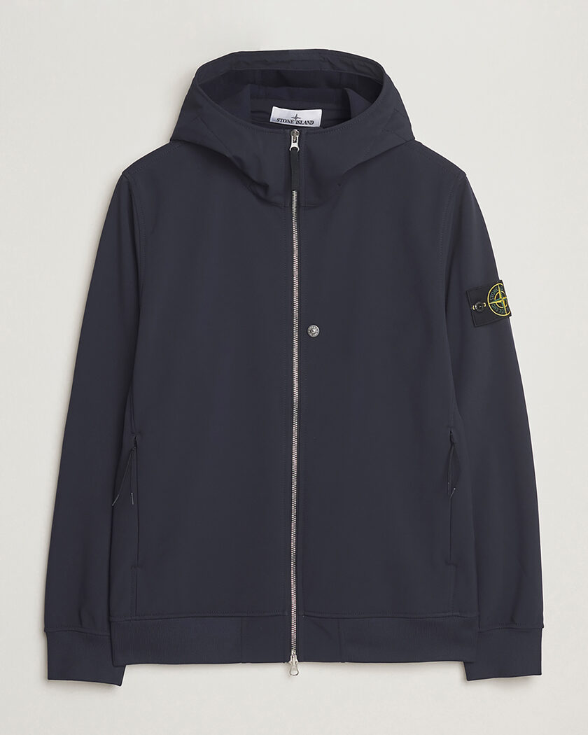 Pre-owned Stone Island Soft Shell Re-Dyed Lined Hood Jacket Navy L – Blå