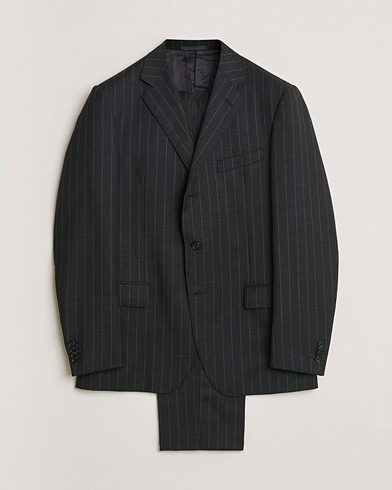 Pre-owned Caruso Pinstripe Wool Suit Black 52 – Svart