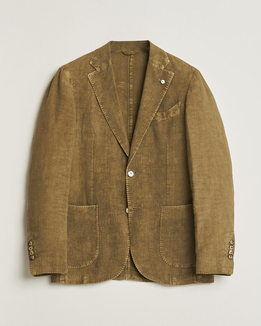 Pre-owned L.B.M. 1911 Jack Regular Fit Linen Blazer Olive 46 – Grön