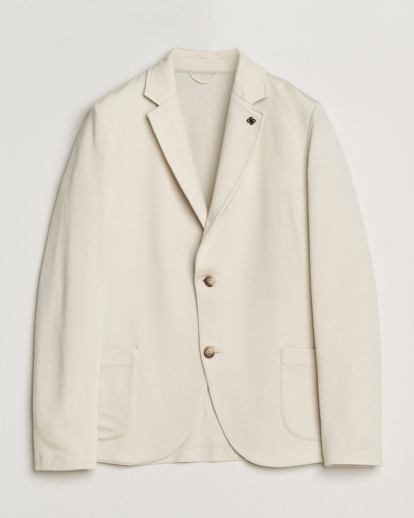 Pre-owned Gran Sasso Wool Knitted Blazer Cream 50 – Vit