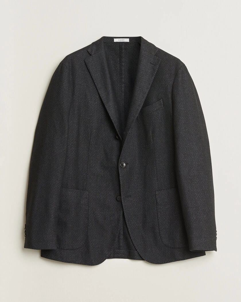 Pre-owned Boglioli K Jacket Flannel Wool Blazer Charcoal 50 – Svart