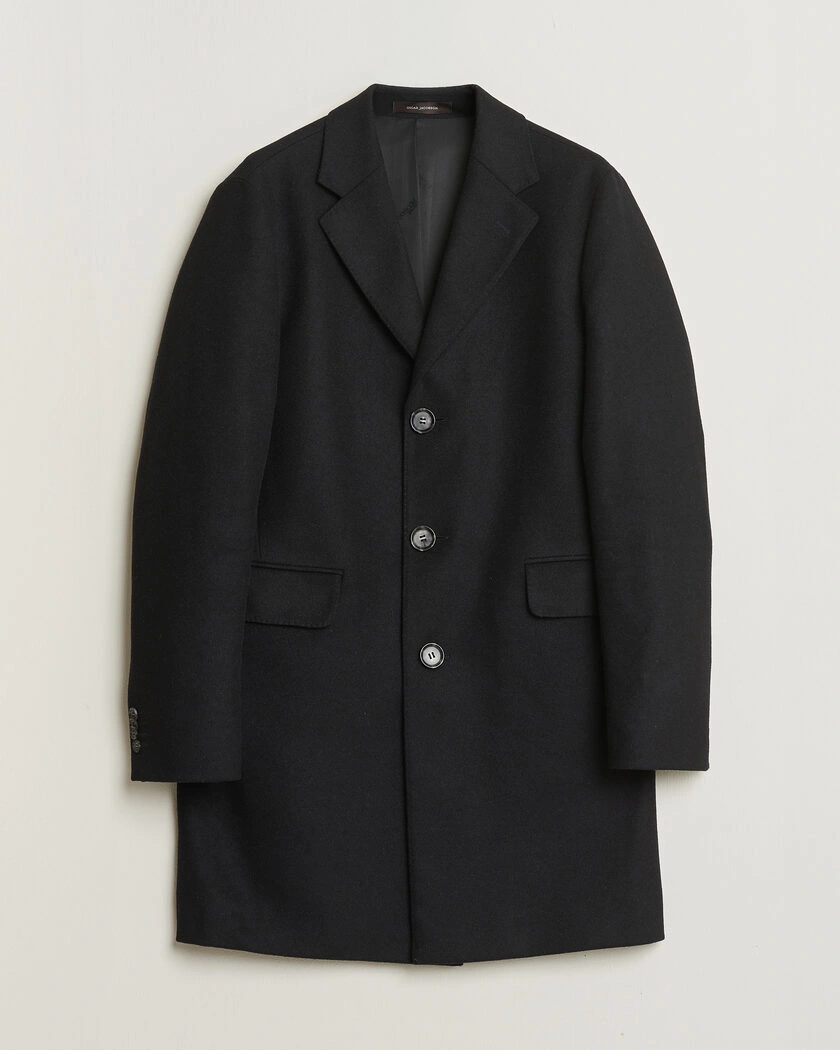 Pre-owned Oscar Jacobson Sonny Wool Coat Black 48 – Svart