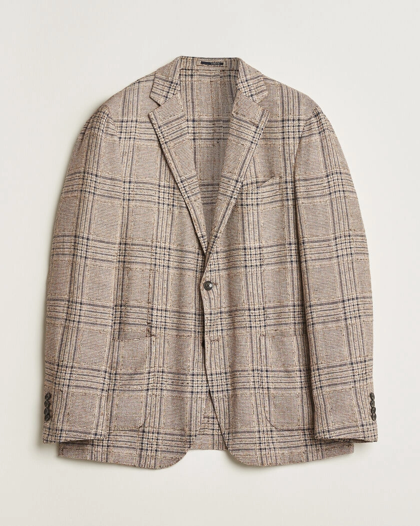 Pre-owned Lardini Silk Blend Checked Blazer Brown 54 – Brun