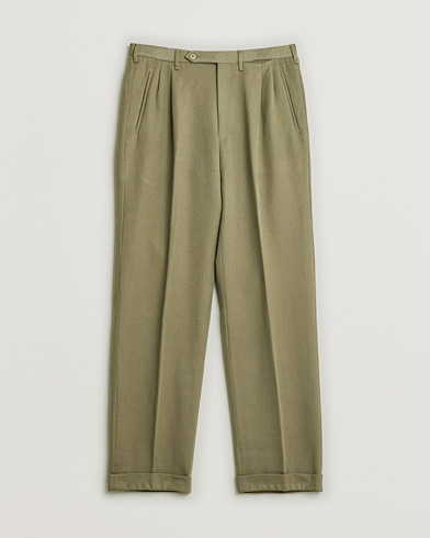 Pre-owned Rota Pantaloni Twill Wool Trousers Mole Green 48 – Grön