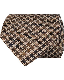  Silk 8 cm Houndstooth Tie Brown