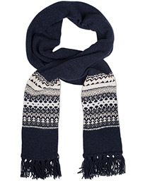  Fairisle Tubular Knit Scarf Blue/White