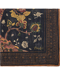  Tree of Life Silk Pocket Square Navy