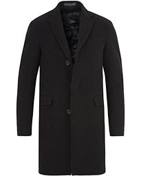  Clothing Solid Melton Wool Top Coat Black