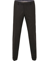  Dean Turn Up Flannel Trousers Dark Brown