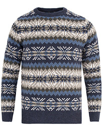  Fairisle Crew Neck Indigo Blue