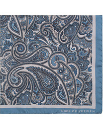  Forsten Printed Paisley Pocket Square Blue