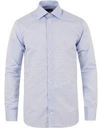  Slim Fit Poplin/Linen Shirt Light Blue