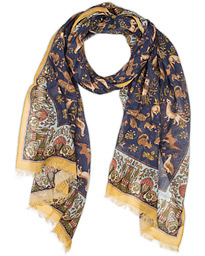  Cotton/Modal Animal Print Scarf Navy