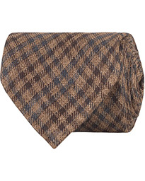  Linen Check 8 cm Tie Brown