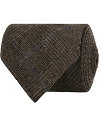  Wool/Cashmere Check Handrolled 8 cm Tie Brown