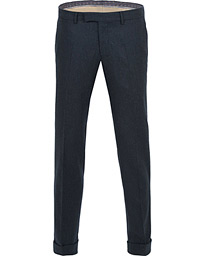  Dean Turn Up Flannel Trousers Navy