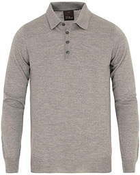  Ruben Long Sleeve Merino Poloshirt Grey Melange