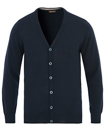  Merino Wool Patch Elbow Cardigan Navy