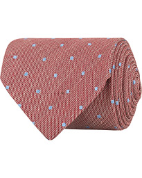 Cotton/Silk/Linen Dot 8 cm Tie Pink/Red