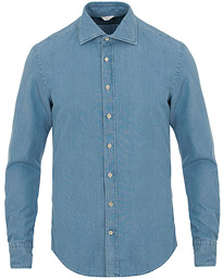  Slimline Garment Washed Shirt Light Denim