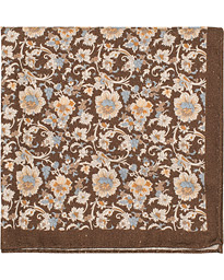  Silk/Cotton Printed Flower Pocket Square Chocolate