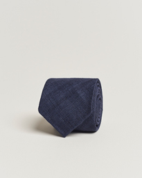  Tussah Silk Handrolled 8 cm Tie Navy