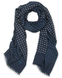  Wool/Silk Classic Spot Scarf Navy/White/Blue