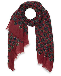  Wool Printed Medallion Scarf Wine Red