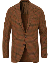  Aida Vintage Houndstooth Wool Blazer Brown