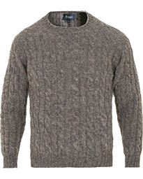  Shetland Cable Crew Neck Grey