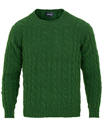  Shetland Cable Crew Neck Green