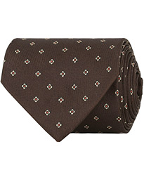  Silk Micro Printed Flower 8 cm Tie Brown