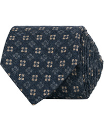  Wool Light Flannel Printed Flower 8 cm Tie Navy